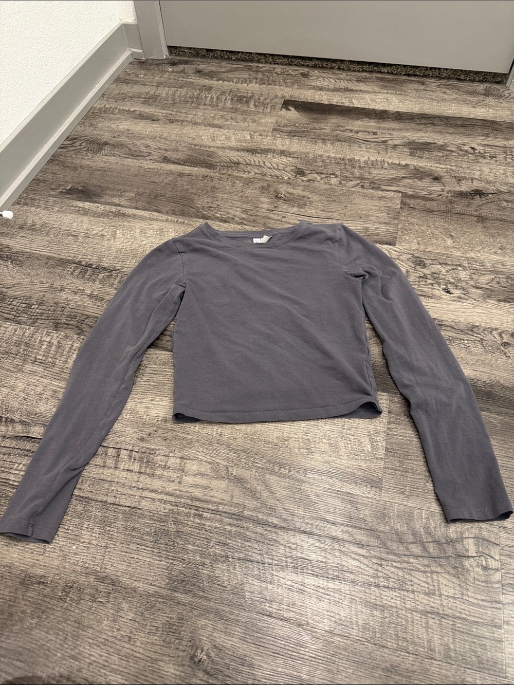 H&M Long-Sleeve Crewneck Top — Gray